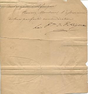 Lettre du secrétaire à propos de "la côte d'Afrique", et signature autographe du Prince de Polign...