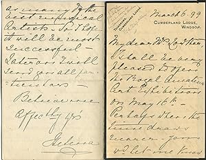 2 lettres, 1899 et 1907.L.a.s. Helena March 6 (18)99, de Cumberland Lodge Windsor, 4 pages in-12°...