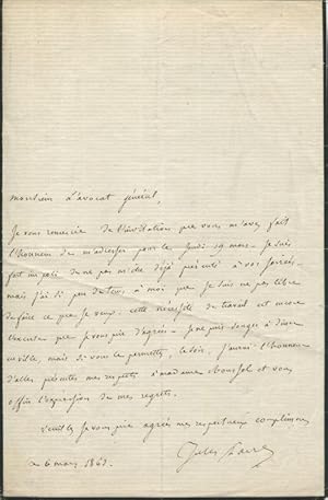 Il s'excuse de ne pouvoir se rendre à une soirée organisée par l'avocat général. ".J'ai si peu de...