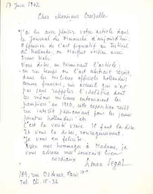 Lettre autographe signée