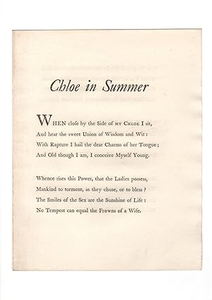 Chloe in summer. [A poem in ten stanzas.]