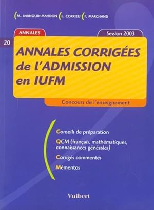 Annales corrigées de l'admission en IUFM, session 2003
