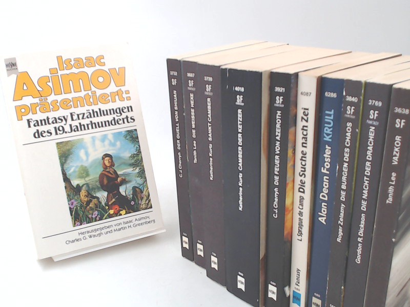 Heyne-Fantasy - 11 Bücher zusammen: 1) Fantasy-Erzählungen des 19. Jahrhunderts; 2) Die Nacht der Drachen; 3) Vazkor; 4) Die Burgen des Chaos; 5) Krull; 6) Die Suche nach Zei; 7) Camber der Ketzer; 8) Die Feuer von Azeroth; 9) Die weiße Hexe; 10) Sankt Ca - Asimov, Isaac (Herausgeber), Gordon R. Dickson; Tanith Lee; Roger Zelazny; Alan Dean Foster; L. Sprague de Camp; Katherine Kurtz; C. J. Cherryh; und Charles G. Waugh; Martin H. Greenberg; Wolfgang Jeschke (Herausgeber)