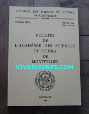 Bulletin de l'Académie des Sciences et Lettres de Montpellier. Nouvelle série Tome 20 - 1989
