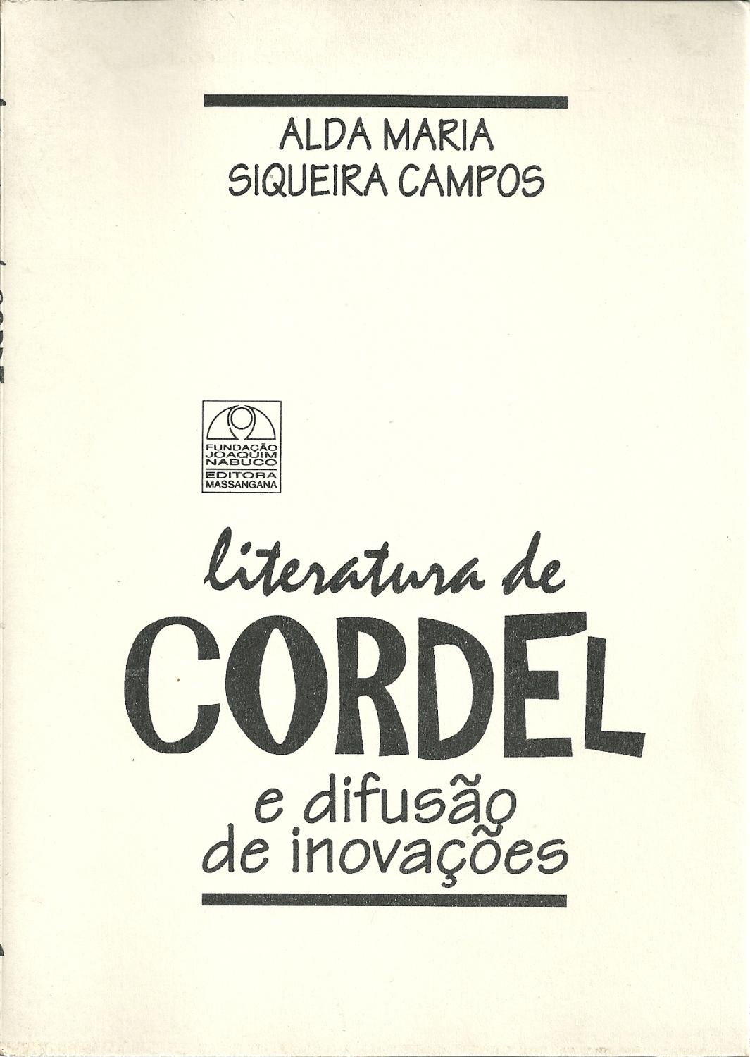 LITERATURA DE CORDEL E DIFUSÃO DE INOVAÇÕES - CAMPOS, Alda Maria Siqueira