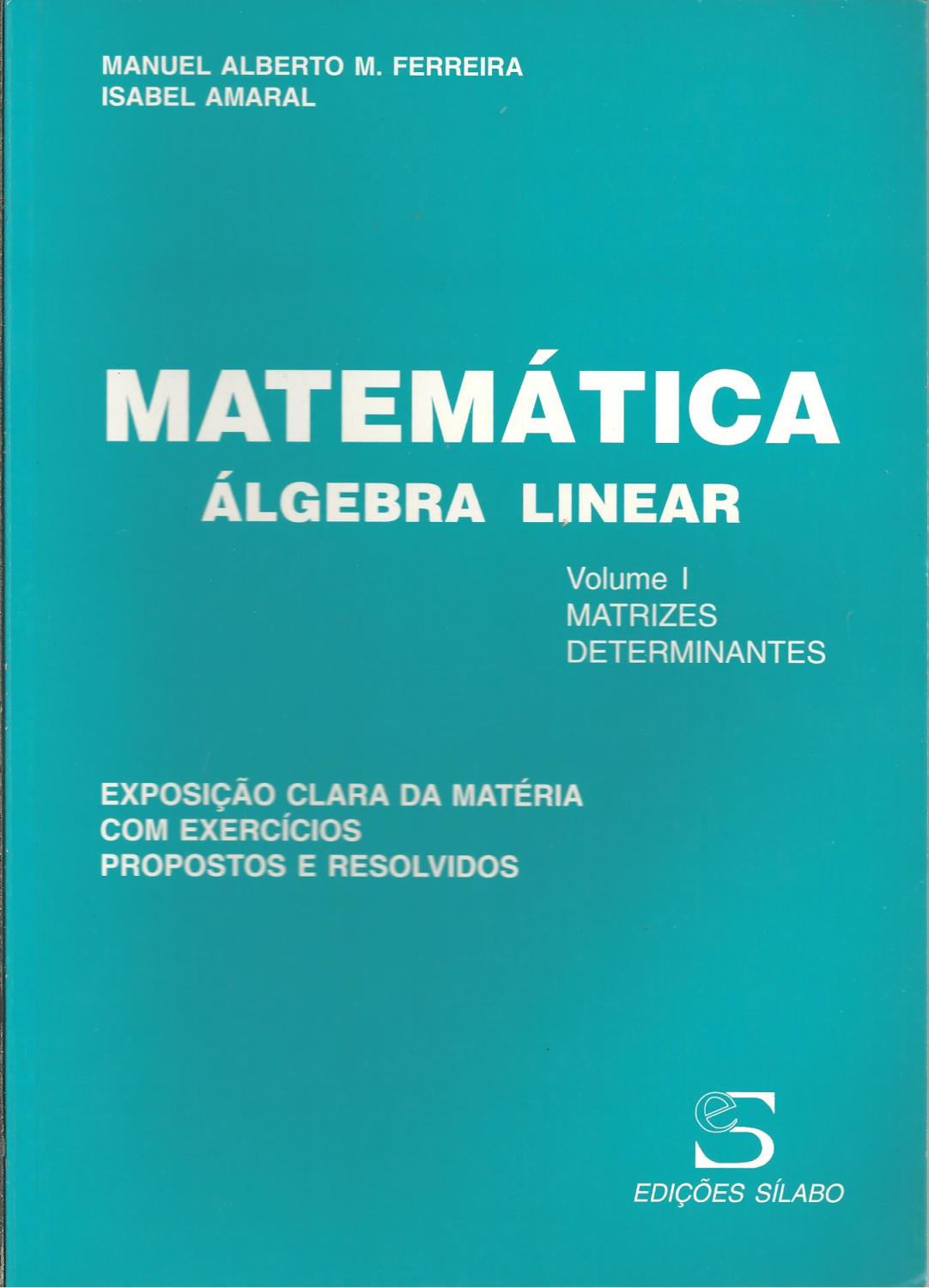 MATEMÁTICA. ÁLGEBRA LINEAR: Volume I: Matrizes, Determinantes - FERREIRA & AMARAL, Manuel Alberto M. - Isabel