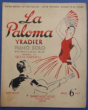 La Paloma Yradier Sheet Music - Piano Solo with Violin & Cello Ad Lib - Banks Sixpenny Edition No...