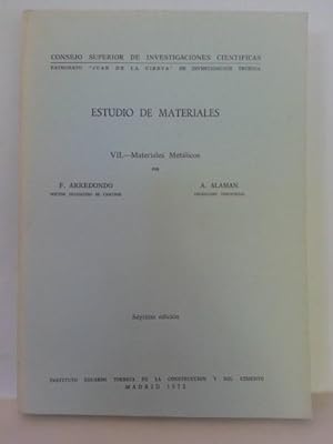ESTUDIO DE MATERIALES VII. Materiales Metálicos.