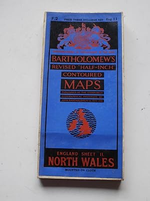 BARTHOLOMEW'S Revised Half-Inch Contoured MAP. NORTH WALES no 11. mounted on cloth