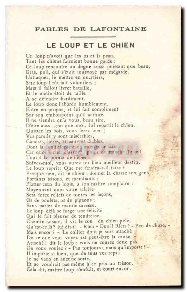 Animaux Fables De La Fontaine Le Loup Et