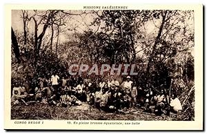 Congo Belge -CPA- En pleine brousse équatorale une halte -Mission Salésiennes