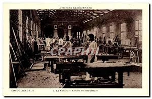 Carte Postale Ancienne Missions salesiennes Congo Belge La Kafubu Atelier de mensuiserie