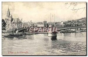 Carte Postale Ancienne Liege La Passerelle Bateau peniche