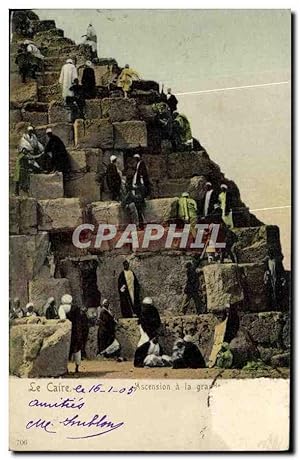 Carte Postale Ancienne Le Caire Ascension a la Grande pyramide