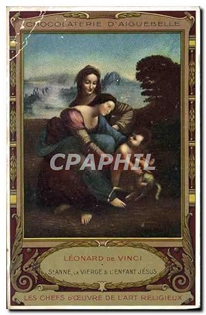 Carte Postale Ancienne Leonard De Vinci Ste Anne la Vierge et l'enfant Jesus