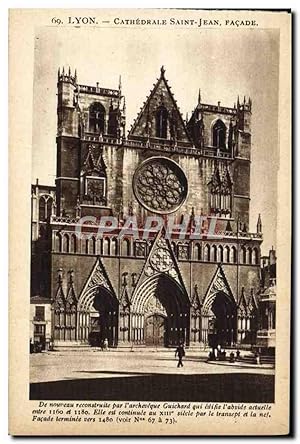 Carte Postale Ancienne Lyon Cathédrale Saint Jean Façade