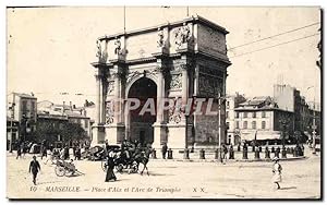 Carte Postale Ancienne Marseille Place D'Aix Et I'Arc De Triomphe