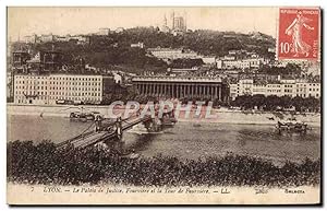 Carte Postale Ancienne Lyon Le Palais De Justice et la tour de Fourviere