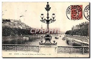 Carte Postale Ancienne Lyon vue Sur la Saone au Pont d'Amay