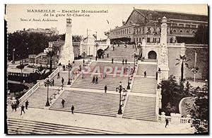 Carte Postale Ancienne Marseille Gare Et Escalier Monumental de la gare St Charles