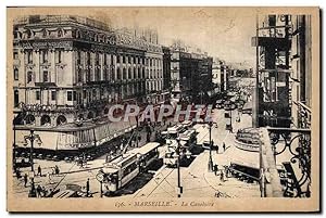 Carte Postale Ancienne Marseille La Canebiere Tramway