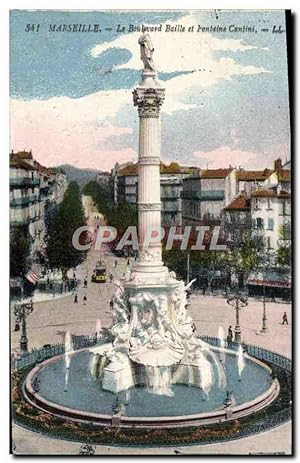 Carte Postale Ancienne Marseille Le Boulevard Baille et fontaine Cantini