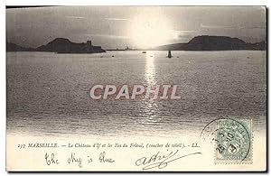 Carte Postale Ancienne Marseille Le Château d'If et les îles Frioul Coucher de soleil