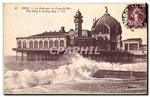 Carte Postale Ancienne Nice La jetée Par un Coup de Mer