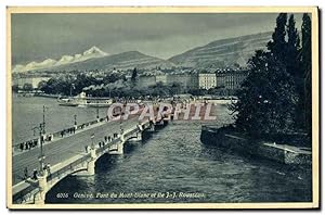 Carte Postale Ancienne Geneve Pont Du Mont Blanc Et île JJ Rousseau