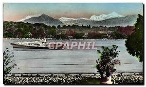 Carte Postale Moderne Geneve Le Lac Leman Et Le Mont Blanc vu des jardins de l'Ariana