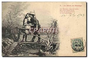 Carte Postale Ancienne Fantaisie Enfants Le droit de passage Chasse Chasseur