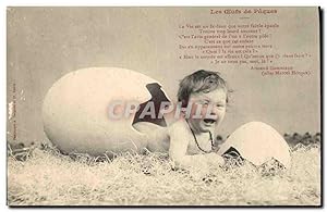 Carte Postale Ancienne Fantaisie Enfant Les oeufs de Pâques