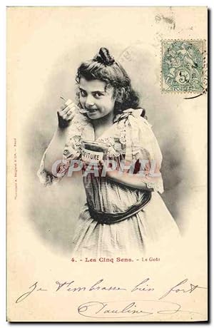 Carte Postale Ancienne Fantaisie Enfant Les cinq sens Le gout Confiture