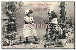 Carte Postale Ancienne Fantaisie Enfant La cigale et la fourmi