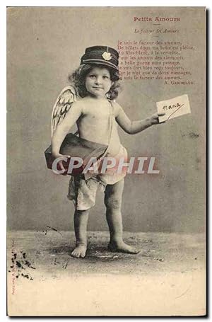 Carte Postale Ancienne Fantaisie Enfant Ange Petits amours Le facteur des amours