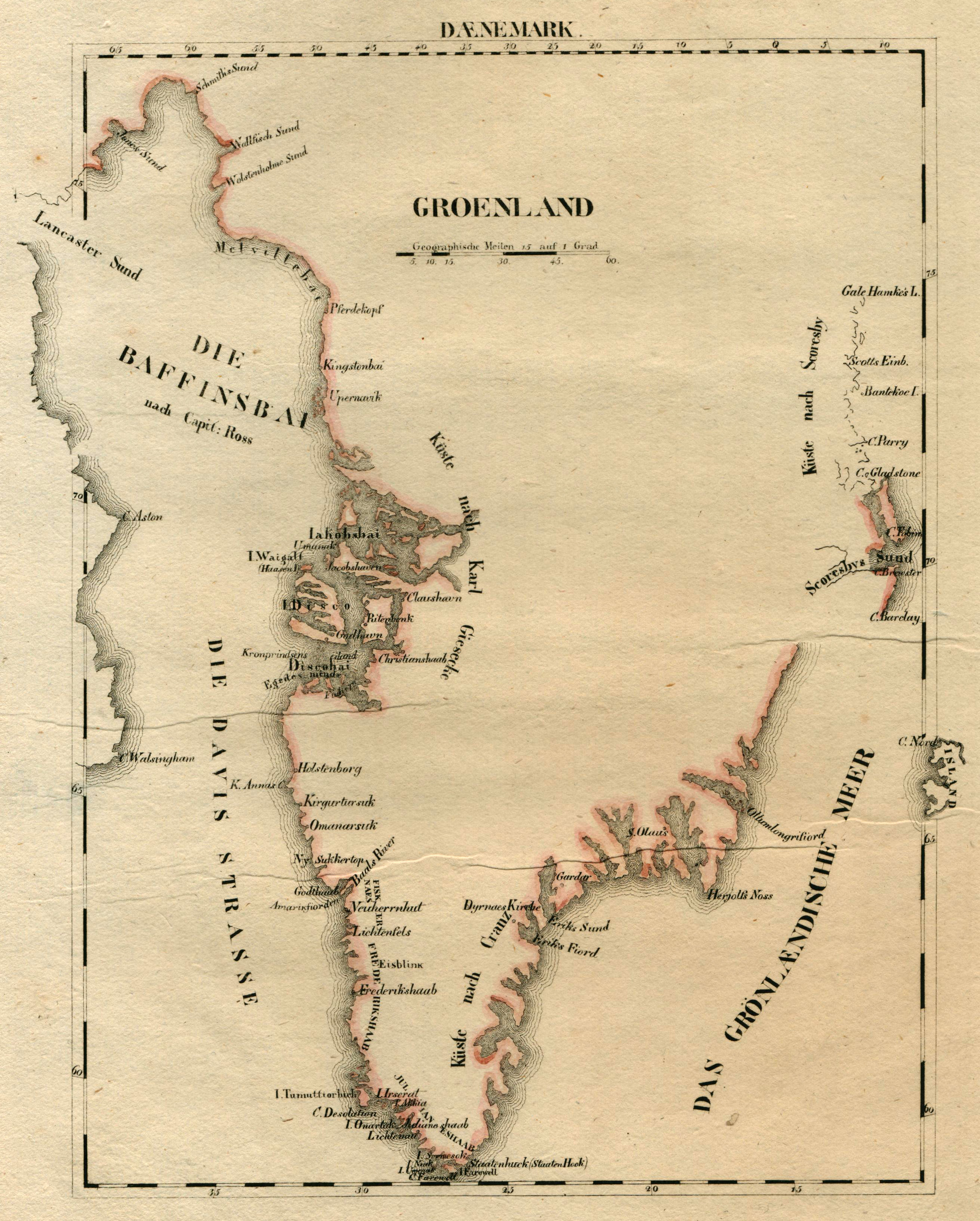 Lithografie Karte Aus Schliebens Atlas Von Europa Groenland By Gronland Greenland Map Antiquariat Clemens Paulusch Gmbh
