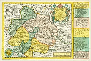 Kupferstich- Karte, b. J. G. Schreiber, "Die Grafschafft Mannsfeld nebst .Sangershausen, Sittiche...