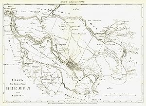 Litho.- Karte, n. Schlieben b. Breitkopf u. Härtel, "Charte der freien Stadt Bremen nebst Gebiet".