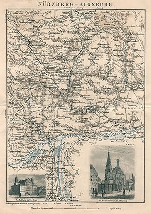 Stst.- Karte, b. B.I., "Nürnberg - Augsburg".