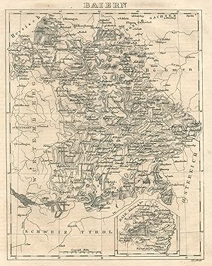 Kupferstich- Karte, v. J.L. v. Baehr, "Baiern".