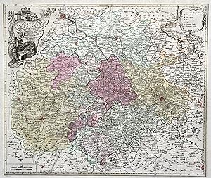 Kupferstich- Karte, b. Tob. Conr. Lotter, "Saxoniae Superioris praesertim electoralis Circuluas .".