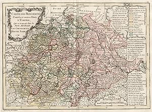 Kupferstich- Karte, von Desbruslins fils, "Carte des Principautes . du Cercle de la Haute Saxe 17...