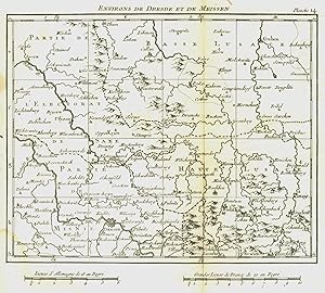 Kupferstich.- Karte, anonym, "Environs de Dresde et de Meissen".