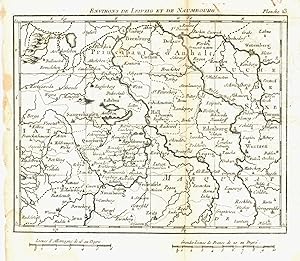 Kupferstich.- Karte, anonym, "Environs de Leipzig et de Naumbourg".