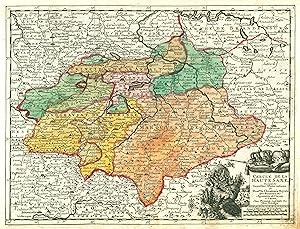 Kupferstich- Karte, b. Pierre van der Aa, "Cercle de la Haute Saxe".