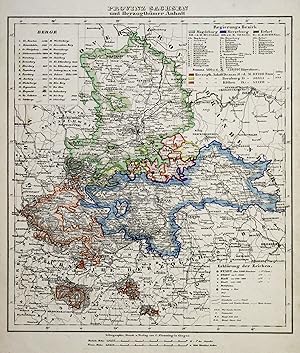 Litho.- Karte, v. C. Flemming in Glogau, "Provinz Sachsen und Herzogthümer Anhalt".