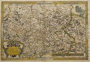 Kupferstich- Karte, aus Ortelius, "Saxoniae, Misniae, Thvringiae, nova exactissimaq descriptio".