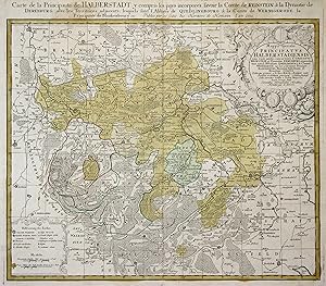 Kupferstich- Karte, n. Riese u. Tob. Mayer b. Homann Erben, "Mappa specialis Principatvs Halberst...