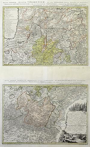 Kupferstich- Karte, in 2 Blatt v. Oettinger n. Zollmann b. Homann Erben, "Sectio inferior, Dvcatv...