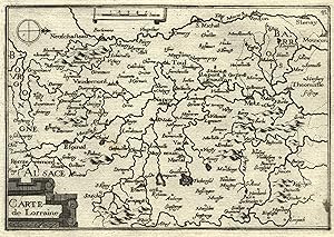 Kupferstich- Karte, b. Christophe Tassin, "Carte de Lorraine".